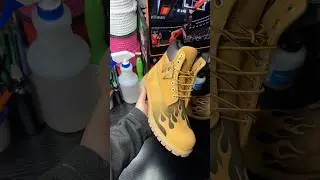 Flame timbs😳 #rap #custom #gelo #customshoes #timberlands