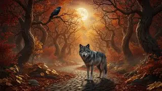 Haunted Crow Forest - Spooky Fall Ambience with Wolf Sounds