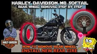 Harley Davidson M8 Softail Rear Wheel Tire Change Step by Step Install - FXLRS Rear Wheel Removal