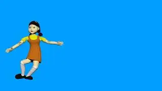squid game doll boneka ballet dance green screen blue