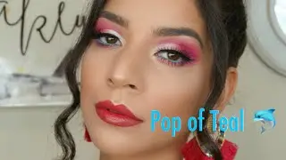 Pop of teal Using the Best Eyeliner Ever | LA girl neon shock wave #makeupshorts