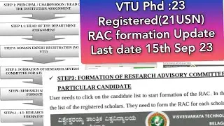 VTU Phd|23 Registered |21 USN|RAC formation |Doubts Cleared|Vtu&Non-Vtu Supervisor|Guide|in detail