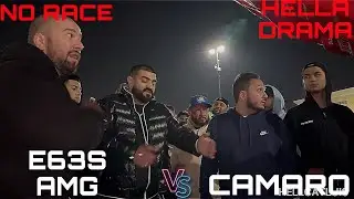 HELLA DRAMA E63S AMG VS CAMARO NO RACE COIN FLIPS AND FOOT RACES #mexico #drama #money #coin #flips