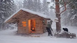 Winter Cabin Life | Girl and Cat Alone in the Forest