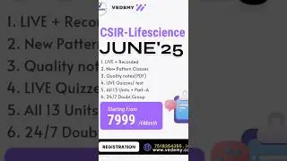 CSIR NET JUNE 2025 Batch #vedemy #teachingpathshala #shorts #jyotikumari #csirnetlifescience