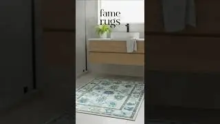 Elegant Bathroom Makeover with Alienore Green Blue Modern Oushak Rug | Fame Rugs #famerugs #home