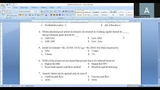 MCQs Test | Capital Budgeting