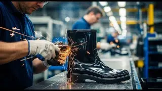 A close-up look at a modern rubber boot production line: The marvel of machinery.