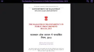 THE RAJASTHAN TRANSPARENCY IN PUBLIC PROCUREMENT RULES, 2013 RTPP Rules (Compiled upto 01.09.2025)