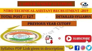 NTRO Technical Assistant RECRUITMENT 2019|| Previous Year Cut Off,paper || Detailed Syllabus ||