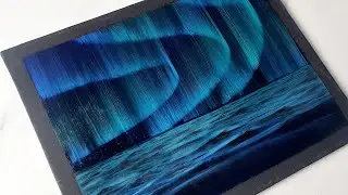 northern lights oil painting on black canvas #shorts