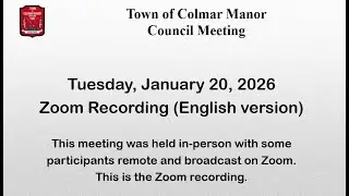 Town of Colmar Manor Council Meeting - January 20, 2026