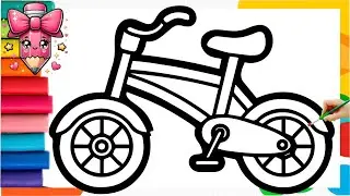 How To Draw cute bike Drawing, Painting & Coloring For Kids and Toddlers_ Child Art 🐋🌈🎨