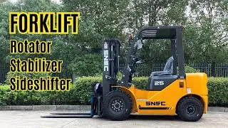 Forklift with Bin Turner Rotator Head