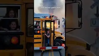 A High-Speed Train Almost Hits a School Bus | The Helping Cat  #Shorts #ViralShorts #cat  #superhero