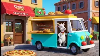 🐐 Goat Starts a Pizza Truck &ndash; 3D Animated Nursery Rhyme for Kids | Fun Animal Song 🍕🚚