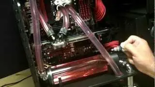 How To Tutorial Filling Water Cooling Loop With Mayhem Red Dye In EK 250 Multi Option Res Reservoir