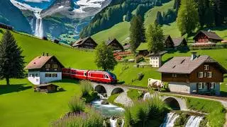 Peaceful villages, waterfalls, and crystal-clear lakes in heavenly Switzerland | Relaxing Walk Tour