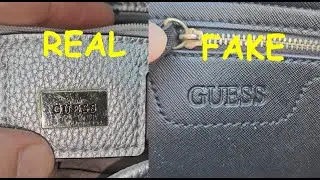 Real vs fake Guess bag. How to spot original Guess handbags and purses