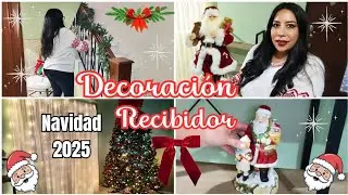 Decora Conmigo el Recibidor🎀🎄🎅🏻Puse Guirnalda en la escalera🪜#navidad #christmas #cristmasdecor 