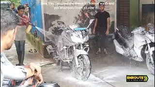 BikeWash at MotoWash | 200 BDT for 6 steps washing, polishing and chain lub 🙄😯🤔