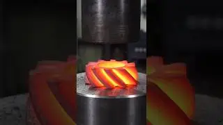 What Happens When a Red-Hot Gear Is Crushed? 🔥 #hydraulicpress #satisfying #metal