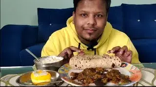 😋Fry Baingan Ki Sabji Aur Boondi Ka Raita With Chapati And Sweet Chamcham