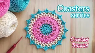 Crochet Coasters Tutorial For Beginner | Mini doily crochet | Merajut tatakan gelas cantik & mudah