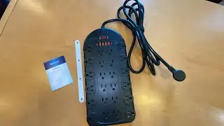UnBoXing Power Strip, 24 AC Outlets 1875W/15A 6 USBs 2 USB-C Ports Surge Protector 3,400 Joules 8FT