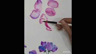 How to paint sweet peas flowers. Easy watercolor technique to paint flowers. #shorts