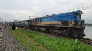 Bangladesh rail passing populated area at Tongi, Bonmala - Aug 2024