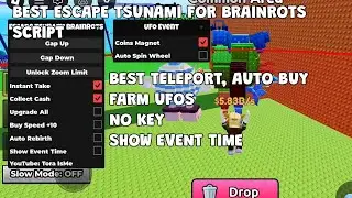 Bestes ESCAPE TSUNAMI FOR BRAINROTS Script GUI - Teleport, Auto Farm UFO, Auto Buy *PASTEBIN*