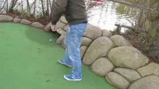 A scene vid of playing a golf in blue water,uk( This hole putt went wrong,BALL went off corse:)