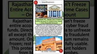 Raj HC : Banks Can Freeze Cybercrime Cases  Only Disputed Amount#news #bank #currentaffairs#yosho