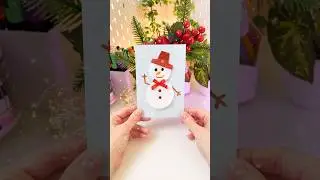 DIY Christmas Card with Snowman ⛄️ #shorts #creative