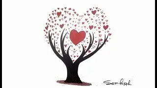 Cool Love Tree Drawing Tutorial step by step | Easy Drawing