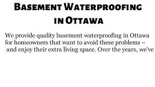 Basement Waterproofing Ottawa   The Foundation Experts