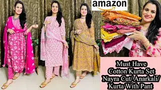 Summer Special Amazon Cotton Kurta Set Haul👗Nyra Cut, Anarkali Kurta Set, Embroidered Kurta Palazzo