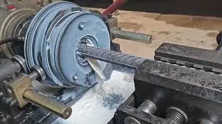 Threading of the reinforcement bar on site with a threading Machine.#construction#site