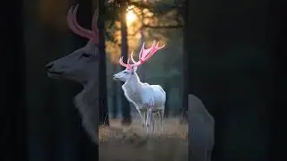 This Rare White Deer With Glowing Antlers Looks Unreal 😱 | Nature&rsquo;s Mystery #shorts #8k #wildlife