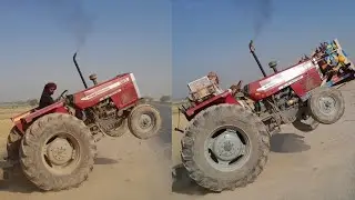 Pakistani drives talent heavy Gandom Load on 385 Tractor Trolley | Heavy Wheat Loading