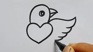 How To Make Beautiful Bird Easy From Heart | Drawing Pictures | Heart Into Bird Drawing Very Simple