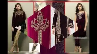 Hand embroidery velvet suit/velvet frock designs