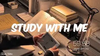 1-Hour Study with Me / Cat Nap and Soft Rain Piano