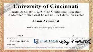 Safety Management Consultant & Authorized OSHA 500 Trainer Portfolio