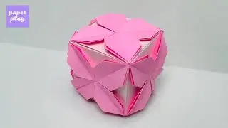 Modular Origami #21&ndash; flower cube origami  | 꽃무늬 큐브 종이접기