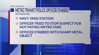 Officer stabbed in face by fare evader at Navy Yard Metro station, police say