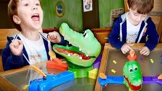 BRINQUEDO DO JACARÉ QUE COME PEIXES!! Jogo do Crocodilo - Familia Brancoala