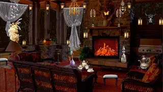 Cozy Fireplace Ambience - ASMR Soundscape - Crickets, Cat, Writing, Page Turning, Tea sound, Chimes