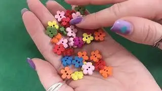 Mixed-Colour Wood 11mm 2-Hole Flower Buttons Pack Of 30 HA14340